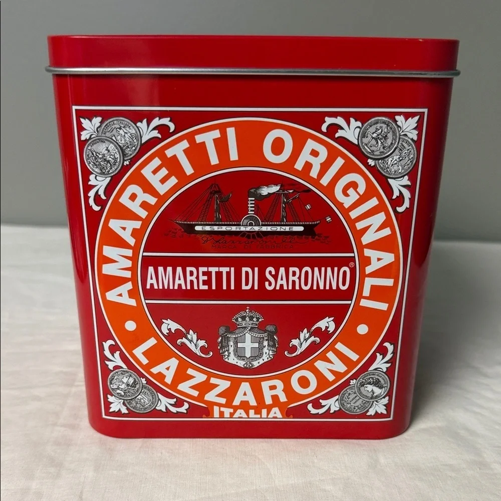Lazzaroni Amaretti di Saronno Red Tin Italy Storage Cookie Biscuit 6